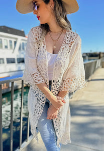 Ivory Floral Lace Kimono