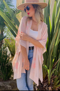 Blush Sheer Floral Kimono