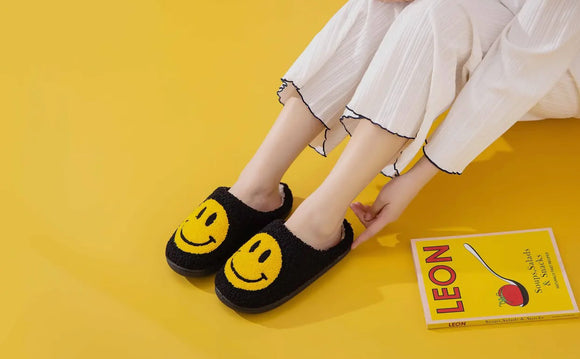 Smiley Slippers Black